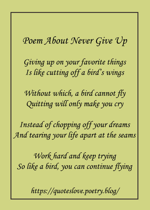 Poems About Never Give Up